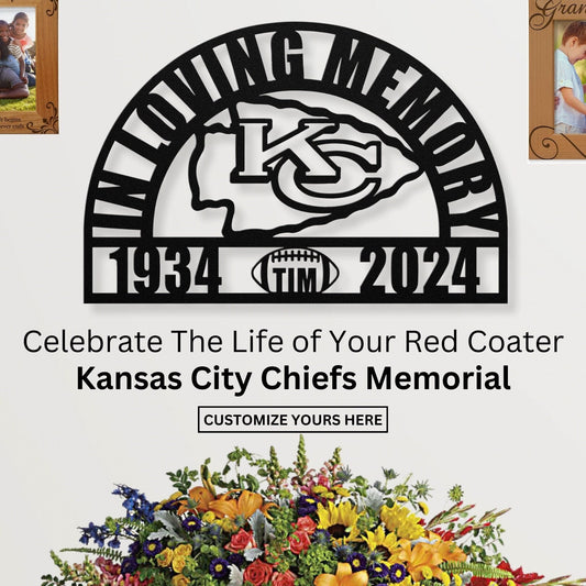 Personalized Kansas City Chiefs Football Memorial: A Sympathy Gift for Loss of a Beloved Red Coater