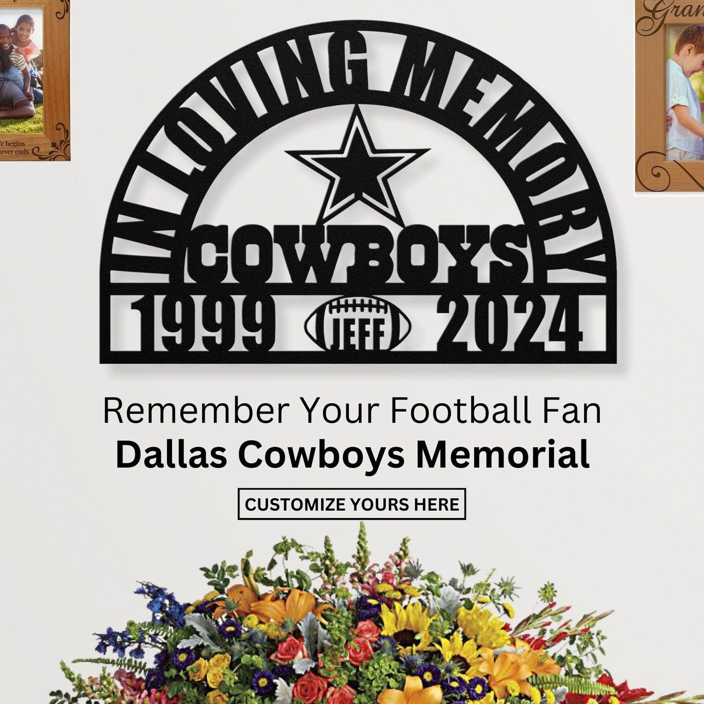 Personalized Dallas Cowboys Football Memorial: A Sympathy Gift for Loss of a Beloved Football Fan