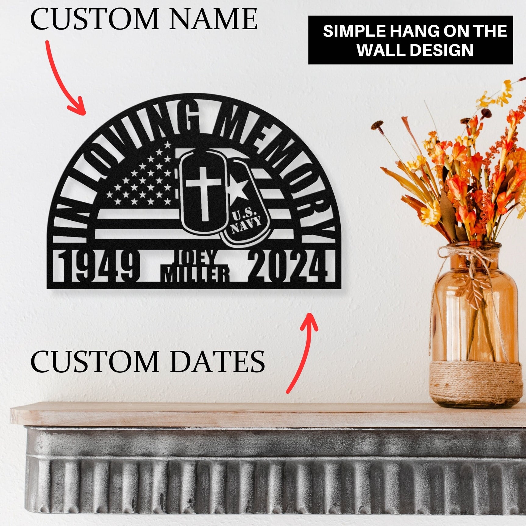 Personalized U.S. Navy Veteran Memorial Gift: Perfect Sympathy Gift for The Loss of Your Fallen Soldier